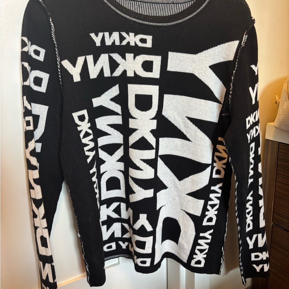 DKNY Black and White Logo Sweater